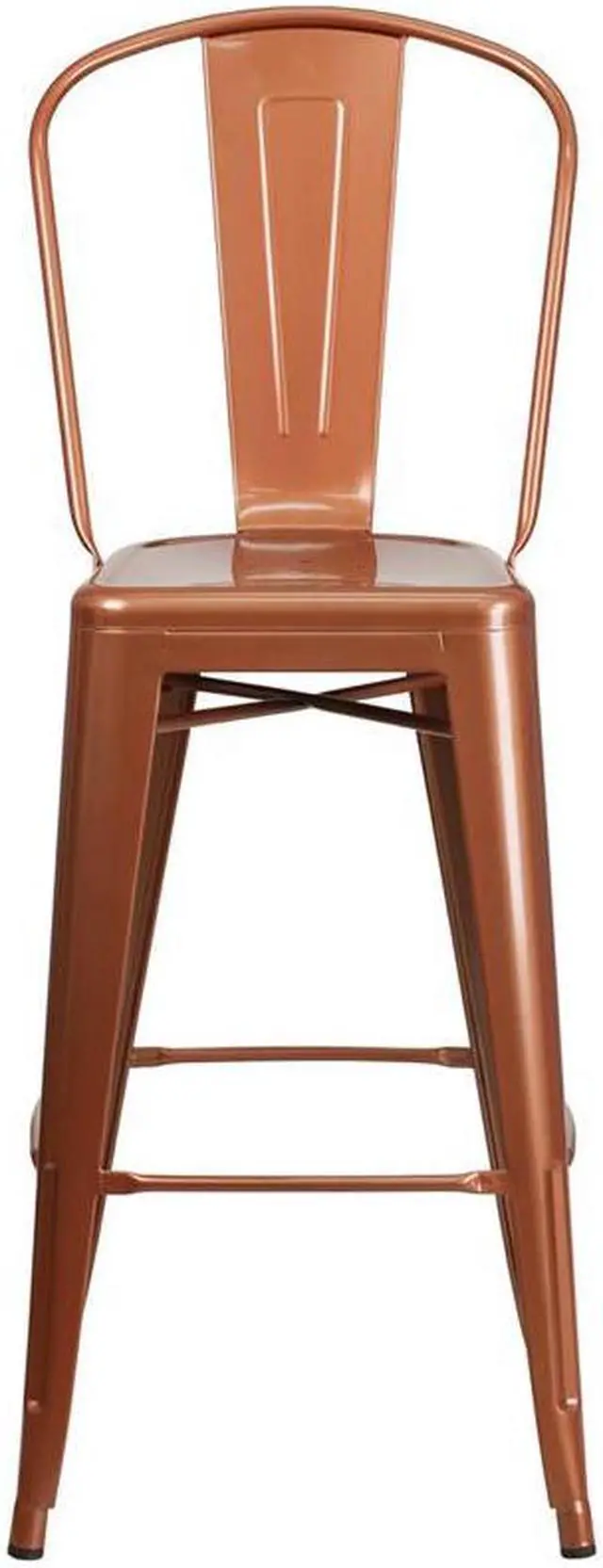 Alt view image 12 of 19 - Commercial Grade 30" High Copper Metal Indoor-Outdoor Barstool with Back