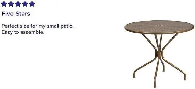 Alt view image 11 of 20 - Flash Furniture Oia Commercial Grade Round Indoor-Outdoor Steel Patio Table with Umbrella Hole Gold (CO7GD)