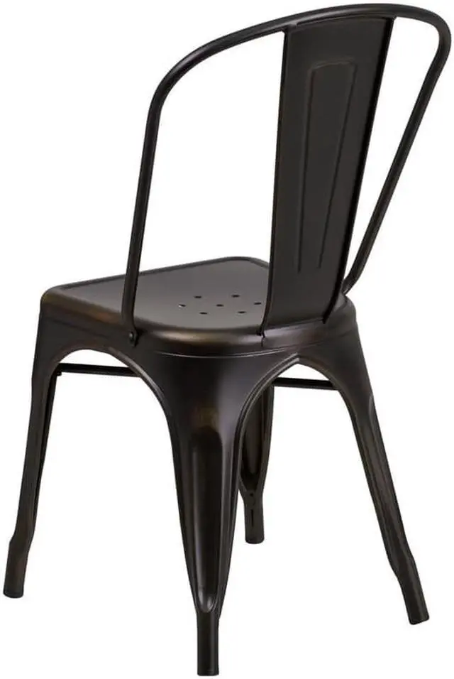 Alt view image 8 of 20 - Flash Furniture Distressed Metal Indoor Stackable Chair, Copper