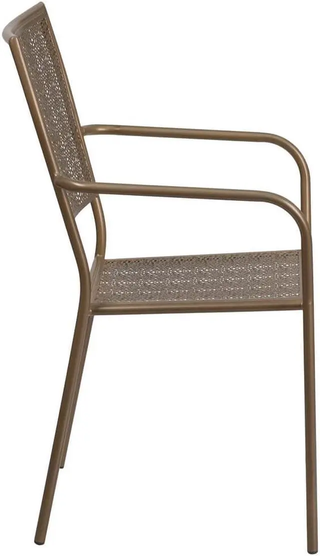 Alt view image 10 of 20 - Flash Furniture Gold Indoor-Outdoor Steel Patio Arm Chair with Square Back [CO-2-GD-GG] CO2GD