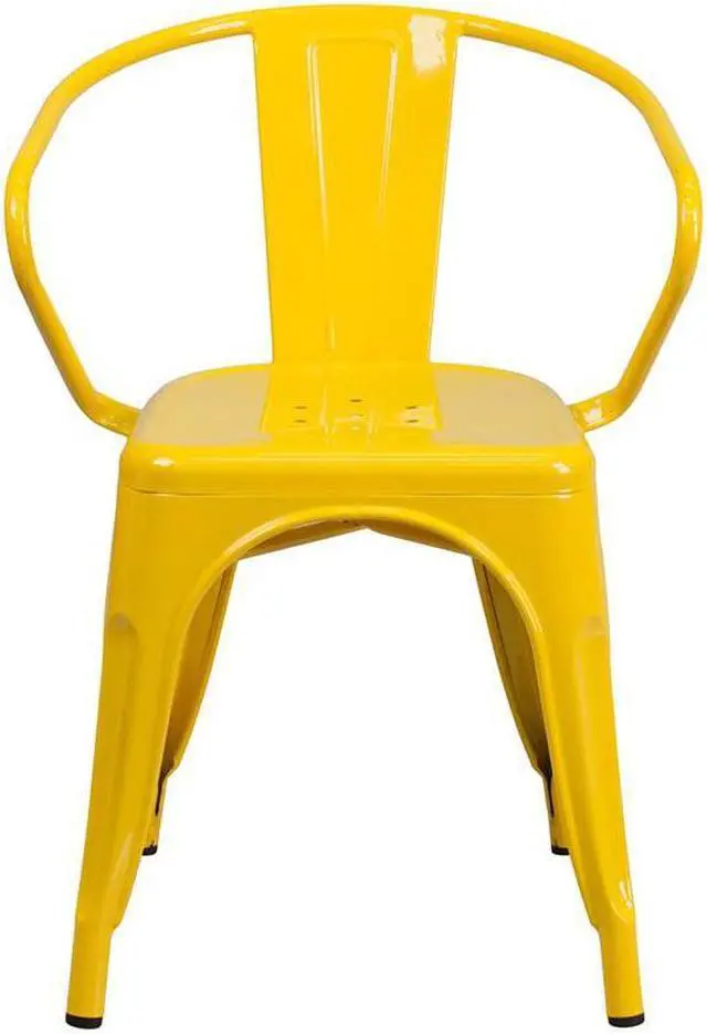 Alt view image 16 of 20 - Commercial Grade Yellow Metal Indoor-Outdoor Chair with Arms