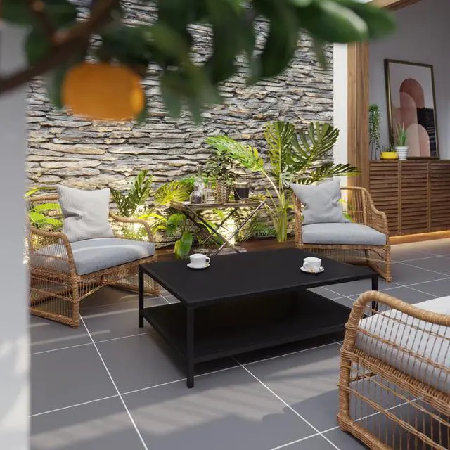 Alt view image 13 of 20 - Flash Furniture Brock Commercial Grade 2-Tier Outdoor Patio Coffee Table (XUT6R60USO2TBK)