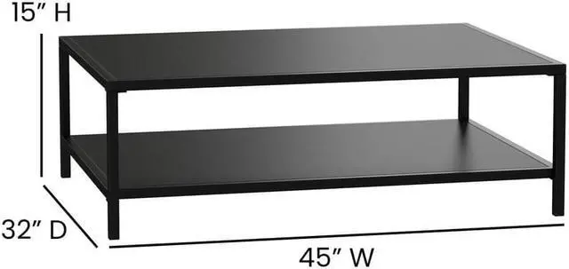 Alt view image 16 of 20 - Flash Furniture Brock Commercial Grade 2-Tier Outdoor Patio Coffee Table (XUT6R60USO2TBK)