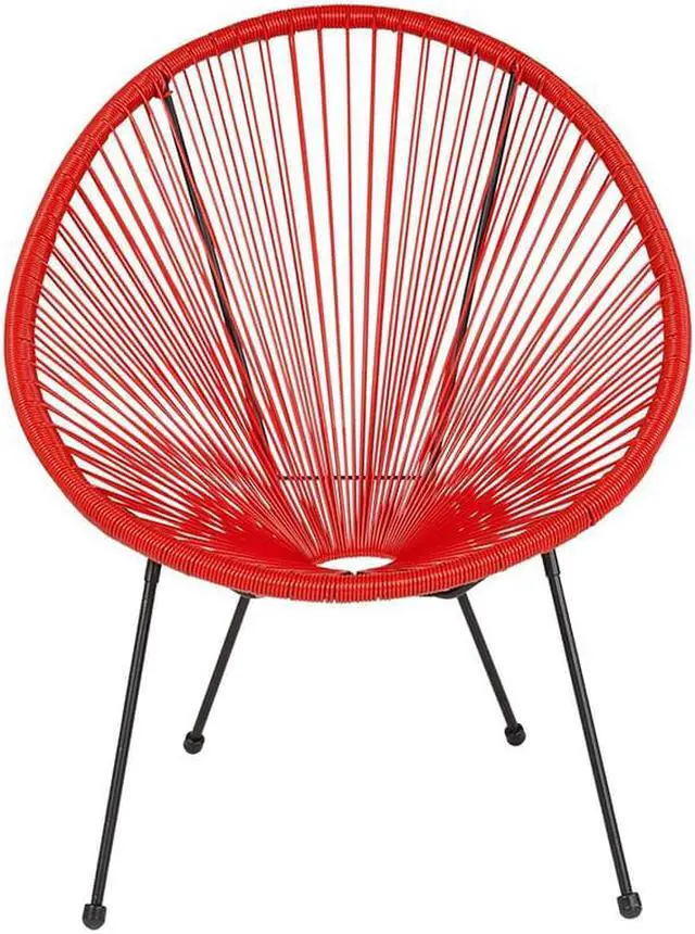 Alt view image 9 of 20 - Valencia Oval Comfort Series Take Ten Red Rattan Lounge Chair