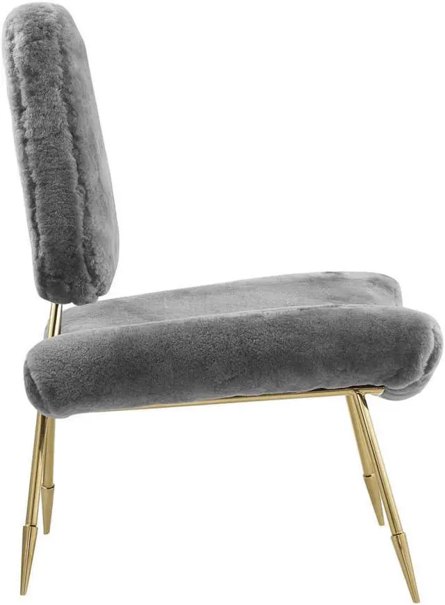 Alt view image 3 of 10 - Ponder Upholstered Sheepskin Fur Lounge Chair