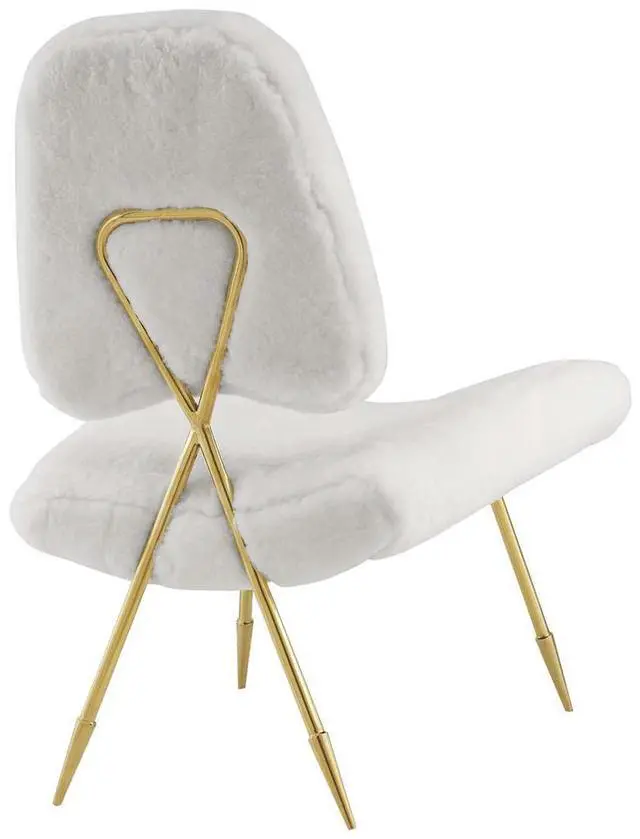 Alt view image 4 of 10 - Ponder Upholstered Sheepskin Fur Lounge Chair