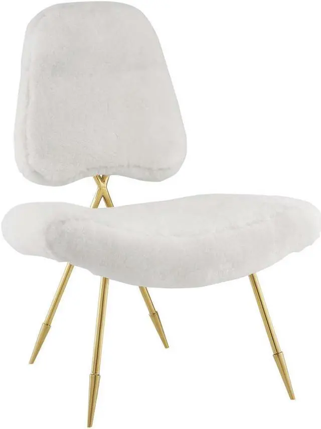 Main image of Ponder Upholstered Sheepskin Fur Lounge Chair
