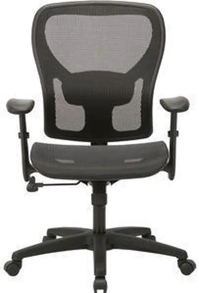 Alt view image 10 of 13 - Lorell SOHO Mesh Mid-Back Task Chair - Fabric Seat - Mesh Back - 5-star Base - Black - 27.8" Width x 27" Depth x 42.9" H