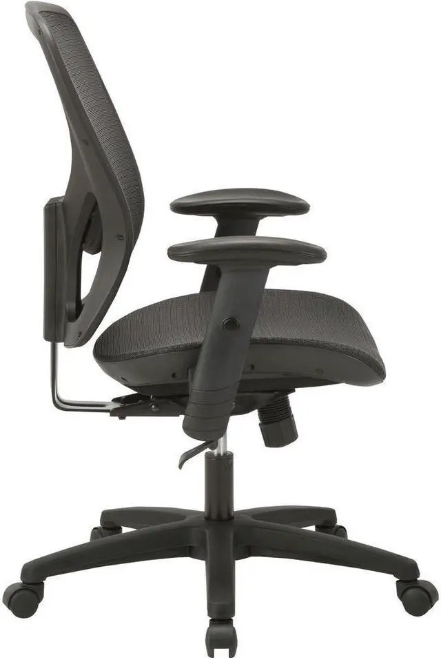 Alt view image 13 of 13 - Lorell SOHO Mesh Mid-Back Task Chair - Fabric Seat - Mesh Back - 5-star Base - Black - 27.8" Width x 27" Depth x 42.9" H
