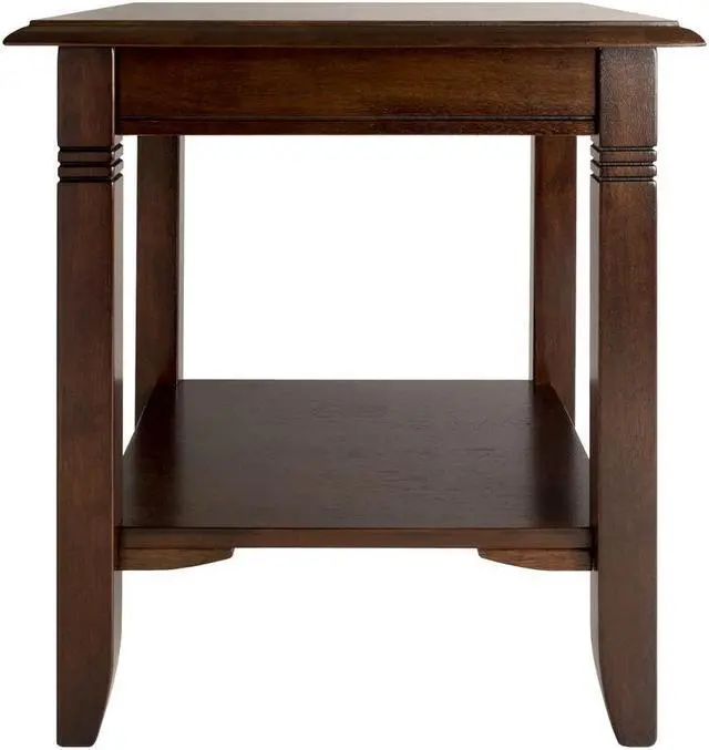 Alt view image 11 of 13 - Winsome Nolan Solid / Composite Wood End Table With Shelf - Cappuccino Finish