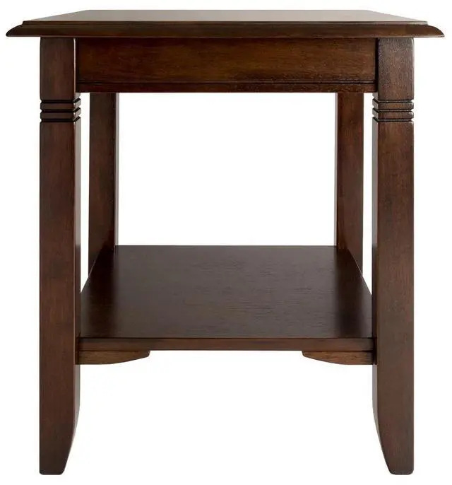 Alt view image 12 of 13 - Winsome Nolan Solid / Composite Wood End Table With Shelf - Cappuccino Finish