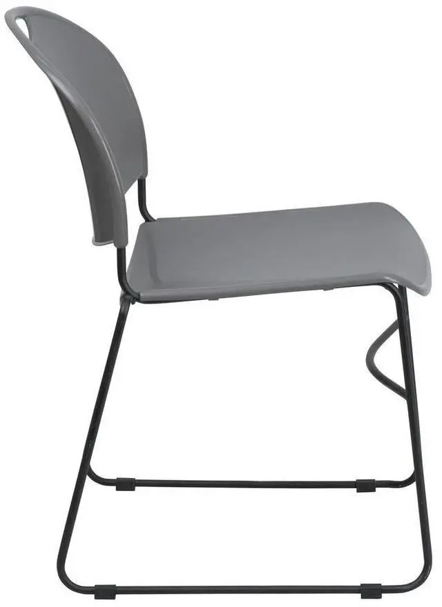 Alt view image 14 of 20 - HERCULES Series 880 lb. Capacity Gray Ultra-Compact Stack Chair with Black Powder Coated Frame