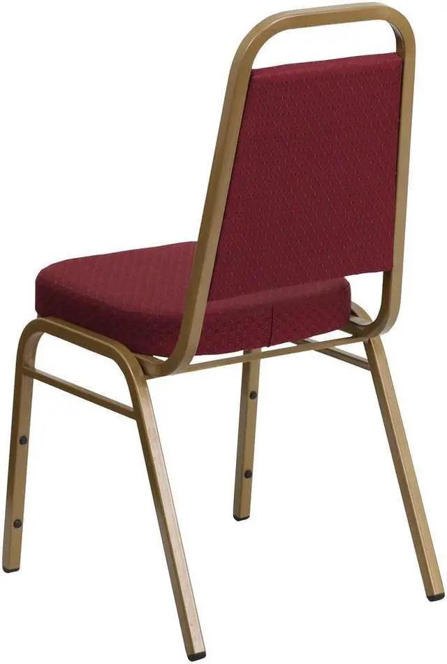 Alt view image 12 of 20 - HERCULES Series Trapezoidal Back Stacking Banquet Chair in Burgundy Patterned Fabric - Gold Frame