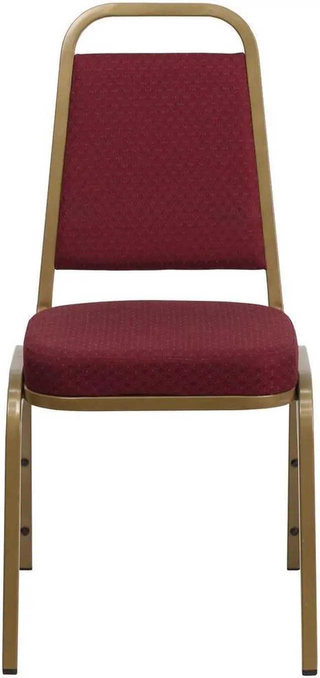 Alt view image 13 of 20 - HERCULES Series Trapezoidal Back Stacking Banquet Chair in Burgundy Patterned Fabric - Gold Frame