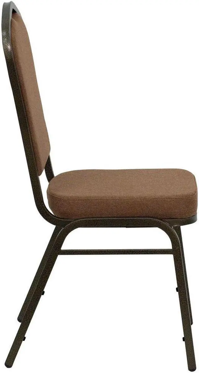 Alt view image 17 of 20 - HERCULES Series Crown Back Stacking Banquet Chair in Coffee Fabric - Gold Vein Frame