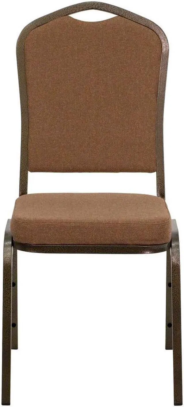 Alt view image 19 of 20 - HERCULES Series Crown Back Stacking Banquet Chair in Coffee Fabric - Gold Vein Frame