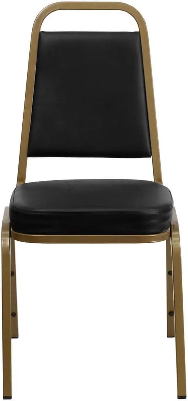 Alt view image 14 of 20 - HERCULES Series Trapezoidal Back Stacking Banquet Chair in Black Vinyl - Gold Frame