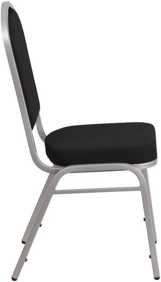 Alt view image 19 of 20 - HERCULES Series Crown Back Stacking Banquet Chair in Black Fabric - Silver Frame