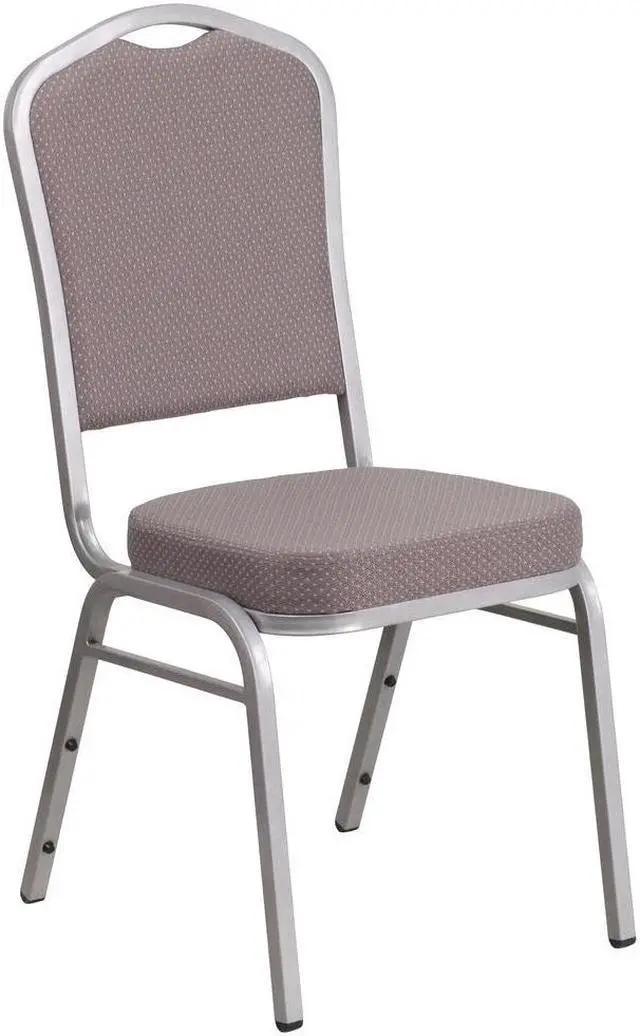 Alt view image 13 of 20 - HERCULES Series Crown Back Stacking Banquet Chair in Gray Dot Fabric - Silver Frame