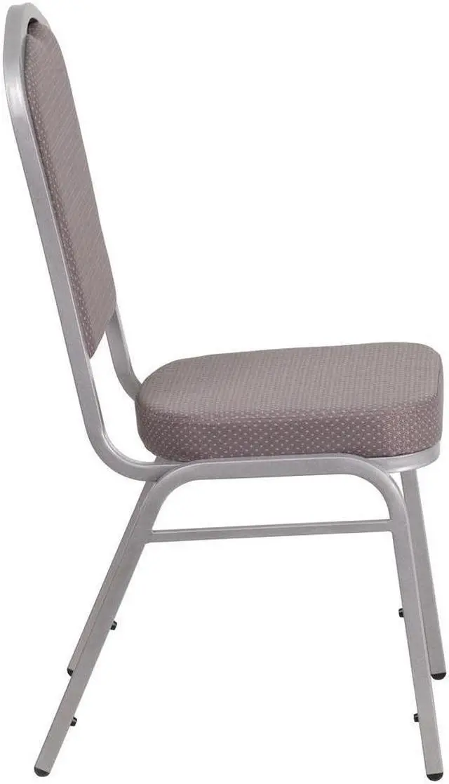 Alt view image 14 of 20 - HERCULES Series Crown Back Stacking Banquet Chair in Gray Dot Fabric - Silver Frame