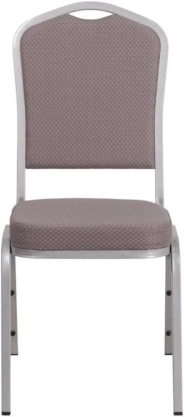 Alt view image 16 of 20 - HERCULES Series Crown Back Stacking Banquet Chair in Gray Dot Fabric - Silver Frame