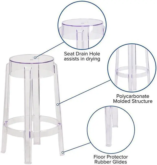 Alt view image 6 of 15 - 25.75'' High Transparent Counter Height Stool