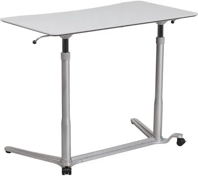 Alt view image 14 of 20 - Sit-Down, Stand-Up Light Gray Computer Ergonomic Desk with 37.375''W Top (Adjustable Range 29'' - 40.75'')