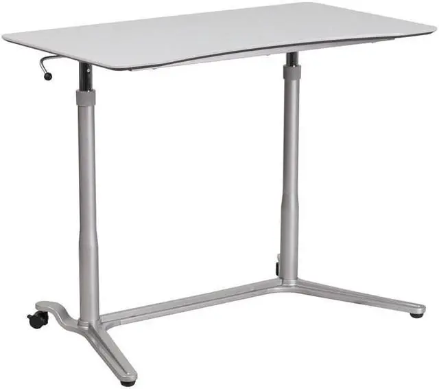Alt view image 15 of 20 - Sit-Down, Stand-Up Light Gray Computer Ergonomic Desk with 37.375''W Top (Adjustable Range 29'' - 40.75'')