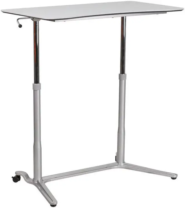 Alt view image 16 of 20 - Sit-Down, Stand-Up Light Gray Computer Ergonomic Desk with 37.375''W Top (Adjustable Range 29'' - 40.75'')