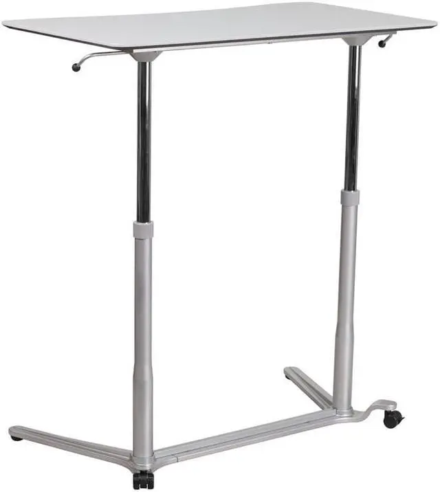 Alt view image 17 of 20 - Sit-Down, Stand-Up Light Gray Computer Ergonomic Desk with 37.375''W Top (Adjustable Range 29'' - 40.75'')