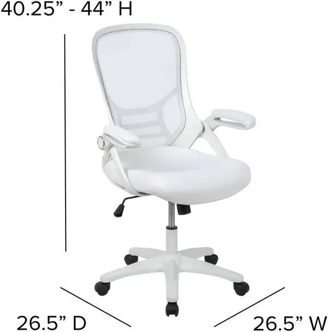 Alt view image 11 of 20 - Flash Furniture Porter Ergonomic Mesh Swivel High Back Office Chair White/White (HL00161WHWH)