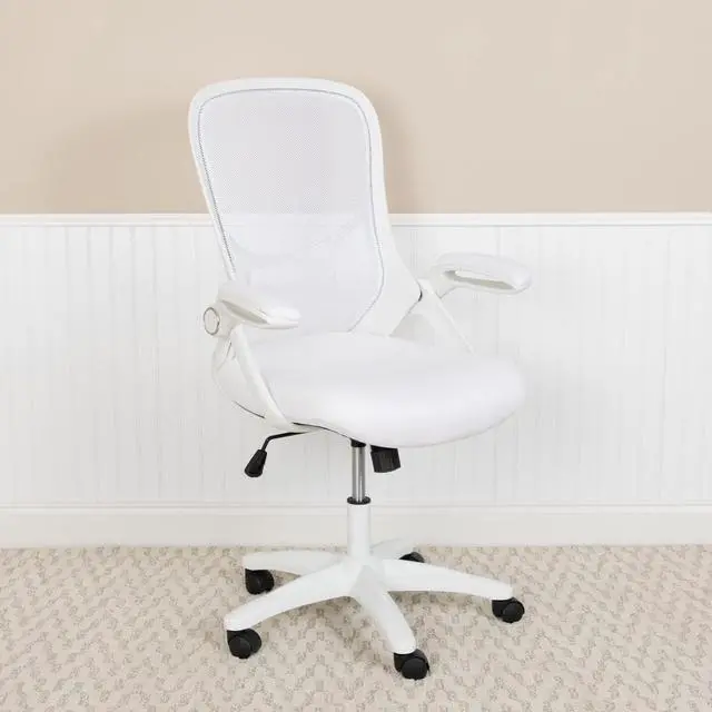 Alt view image 10 of 20 - Flash Furniture Porter Ergonomic Mesh Swivel High Back Office Chair White/White (HL00161WHWH)