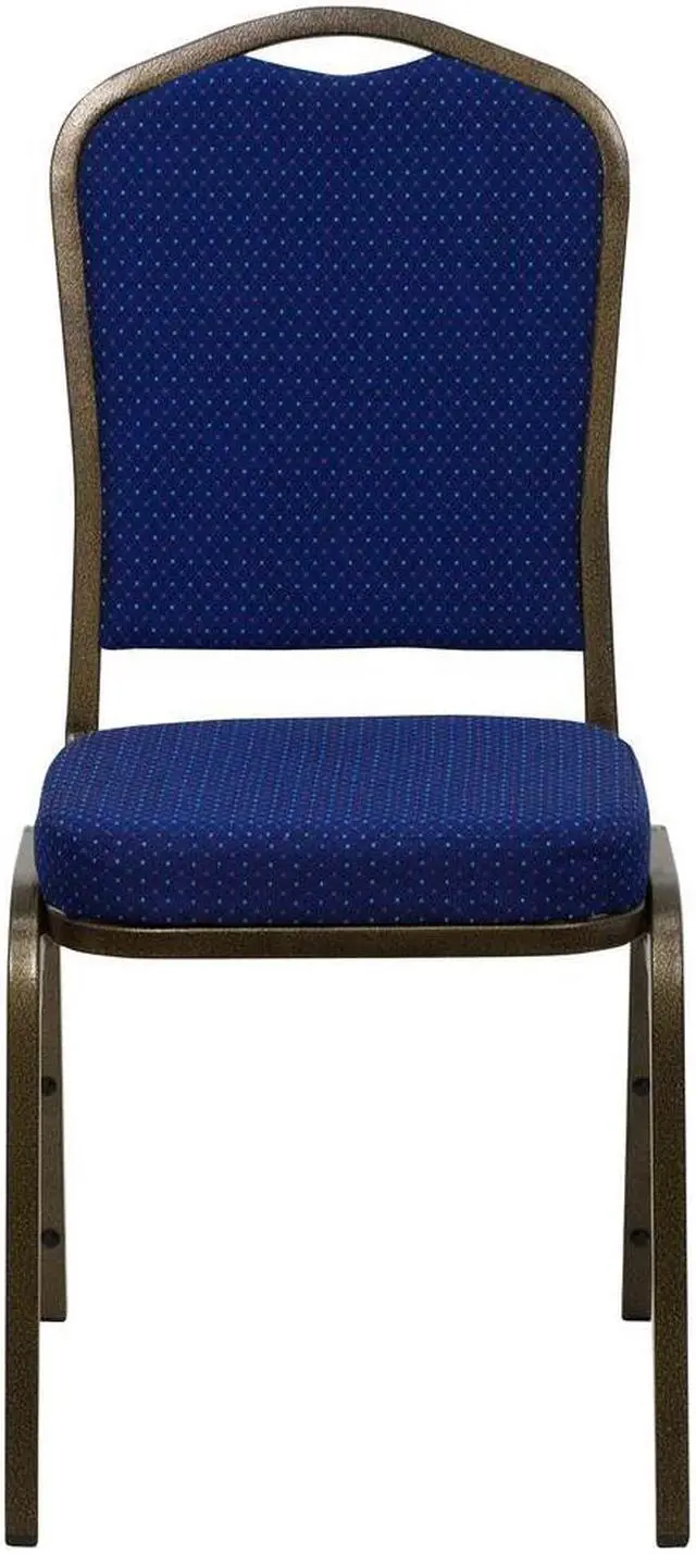 Alt view image 19 of 20 - HERCULES Series Crown Back Stacking Banquet Chair in Navy Blue Patterned Fabric - Gold Vein Frame