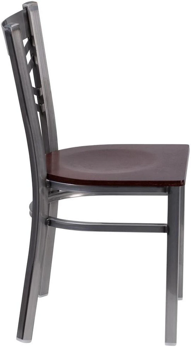 Alt view image 19 of 20 - Flash Furniture HERCULES Series Clear Coated ''X'' Back Metal Restaurant Chair - Walnut Wood Seat