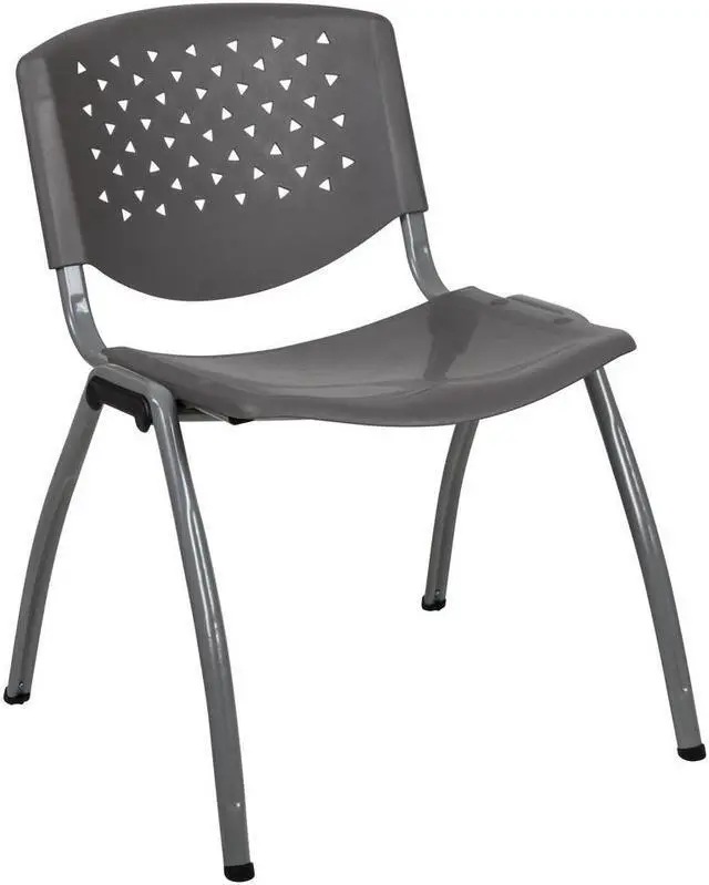 Alt view image 13 of 19 - HERCULES Series 880 lb. Capacity Gray Plastic Stack Chair with Titanium Gray Powder Coated Frame
