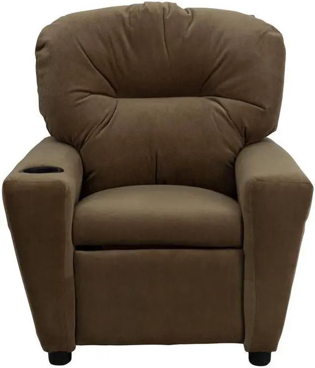 Alt view image 11 of 19 - Flash Furniture BT-7950-KID-MIC-BRWN-GG Contemporary Brown Microfiber Kids Recliner with Cup Holder