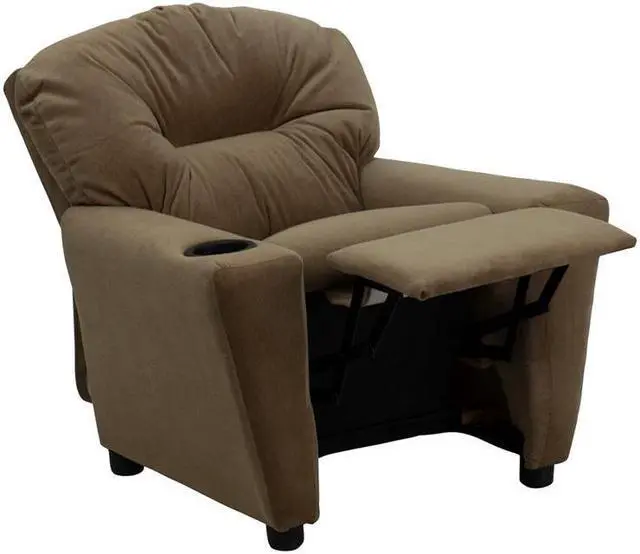 Alt view image 12 of 19 - Flash Furniture BT-7950-KID-MIC-BRWN-GG Contemporary Brown Microfiber Kids Recliner with Cup Holder