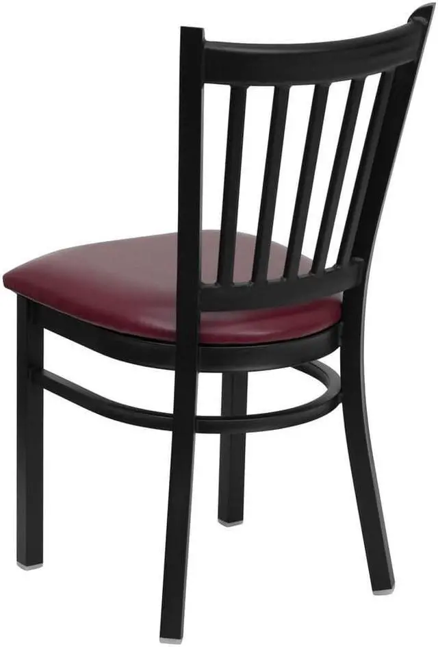 Alt view image 7 of 13 - Flash Furniture XU-DG-6Q2B-VRT-BURV-GG Hercules Series Black Vertical Back Metal Restaurant Chair with Burgundy Vinyl Seat