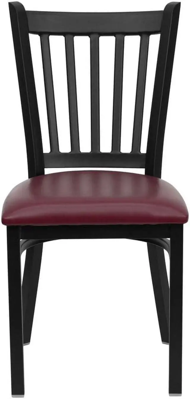 Alt view image 8 of 13 - Flash Furniture XU-DG-6Q2B-VRT-BURV-GG Hercules Series Black Vertical Back Metal Restaurant Chair with Burgundy Vinyl Seat