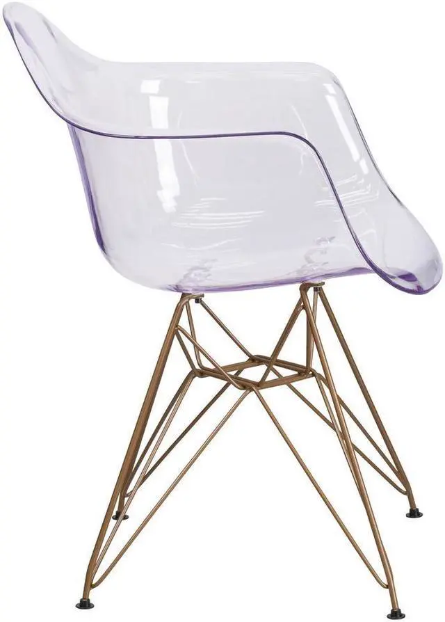 Alt view image 20 of 20 - Alonza Series Transparent Side Chair with Gold Base