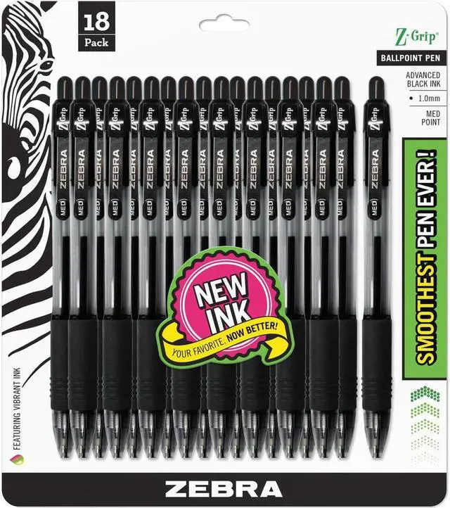 Alt view image 8 of 16 - Z-Grip Retractable Ballpoint Pen 1.0Mm 18/Pkg-Black