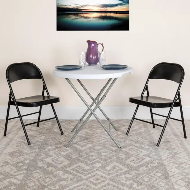 Alt view image 18 of 20 - HERCULES Series Double Braced Black Metal Folding Chair