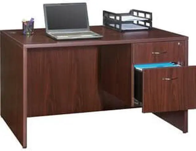 Alt view image 8 of 18 - Lorell Rectangular Desk Shell 47"x29-1/2"x29-1/2" Mahogany 69902
