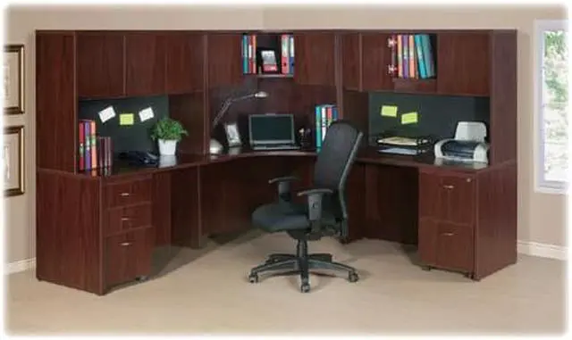 Alt view image 9 of 18 - Lorell Rectangular Desk Shell 47"x29-1/2"x29-1/2" Mahogany 69902