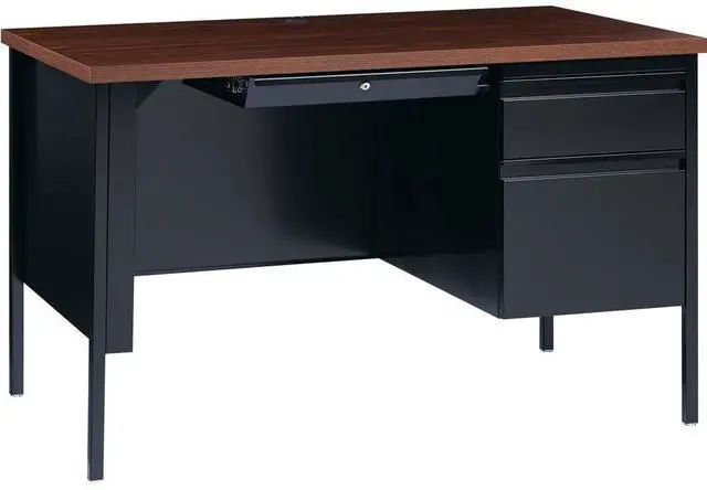 Alt view image 4 of 11 - Lorell Right Single Ped. Desk RH 48"x30"x29-1/2" Black Walnut 66902