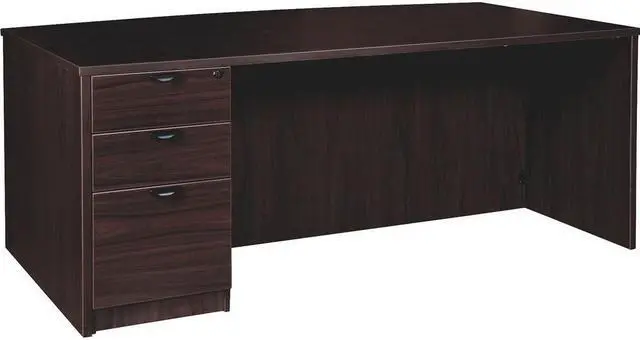 Alt view image 2 of 6 - Lorell PD4272LSPBES Prominence 2.0 Espresso Laminate Left-Pedestal Bowfront Desk - 3-Drawer