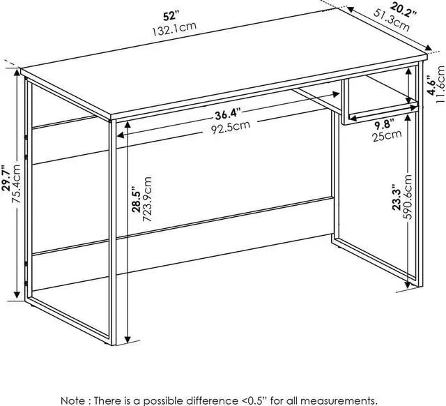 Alt view image 7 of 9 - Furinno Moretti Modern Lifestyle Study Desk, 45, Columbia Walnut