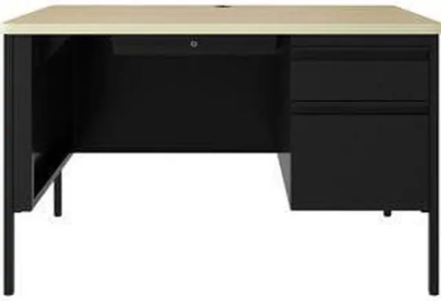 Alt view image 7 of 9 - Lorell Desk, Right-Pedestal, 48"x30"x29-1/2" , Maple/Black (LLR03156)