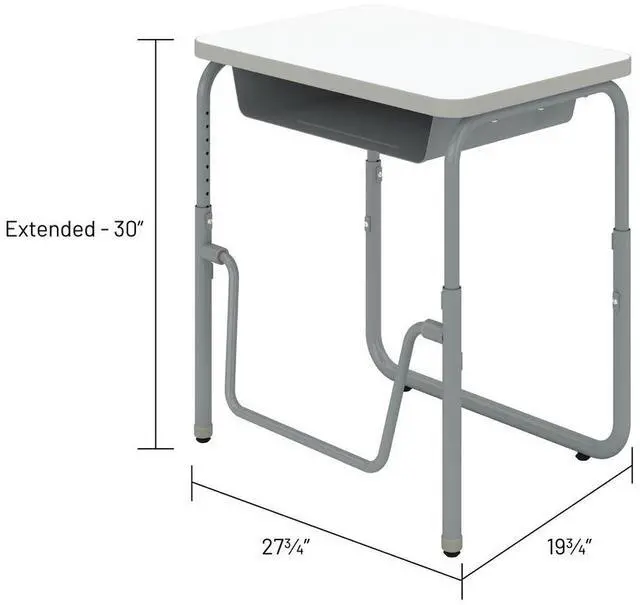Alt view image 10 of 10 - Safco 1222DE AlphaBetter 2.0 Height-Adjustable Student Desk with Pendulum Bar and Book Box - 27.75 x 19.75 x 22 to 30 - Dry Erase