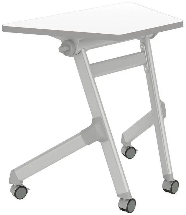 Alt view image 4 of 7 - Safco 1226DE Learn Nesting Trapezoid Desk - 32.83" x 22.25" to 29.5" - White/Silver